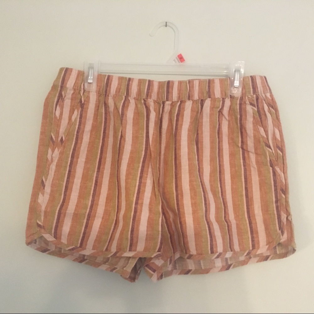 Striped Linen-Cotton Pull On Madewell Shorts